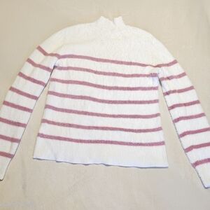 🌟Bailey 44🌟 Soft Pink and White Striped Mockneck Sweater, Women's Sz S